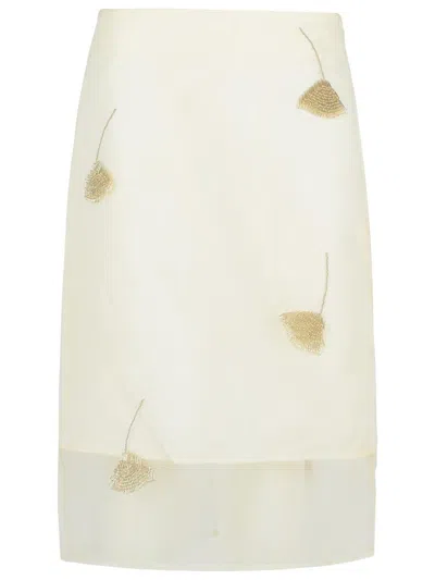 ROHE RÓHE 'TULIPANO' WHITE SILK SKIRT