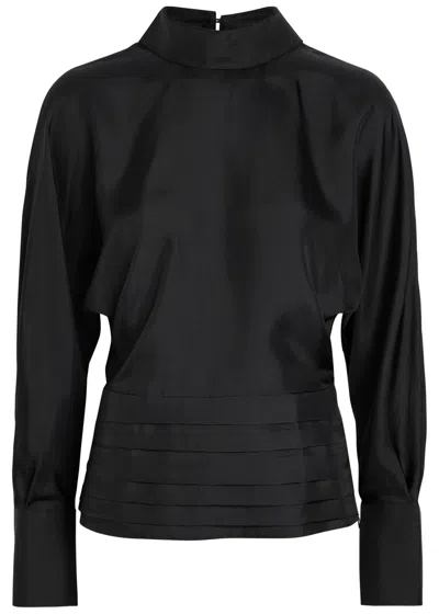 Rohe Tuxedo Reversed-collar Silk Top In Black