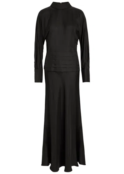 Rohe Tuxedo-style Silk Midi Dress In Black