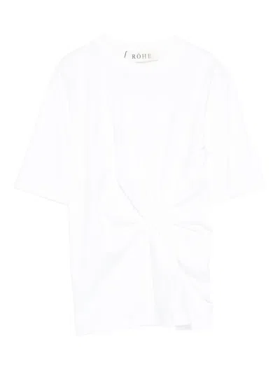 Rohe Twisted Asymmetrical Cotton Crewneck With Elbow-length Sleeves In Gray