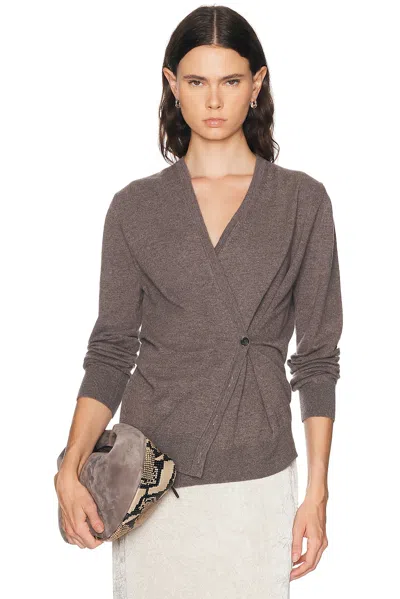 Rohe Twisted Ballet Cardigan V Neck Buttons In Brown