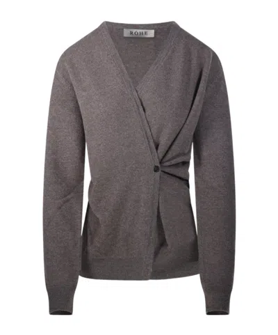 Rohe Twist-detail V-neck Cardigan In Brown