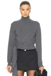 Rohe Twisted Knotted Turtleneck Jumper In Mid Grey Melange