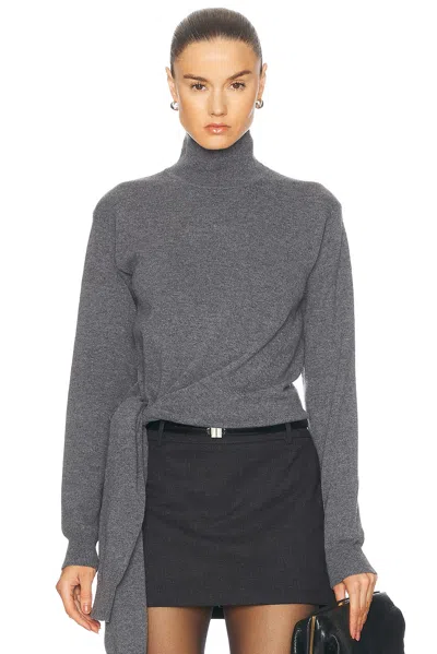 Rohe Twisted Knotted Turtleneck Jumper In Mid Grey Melange