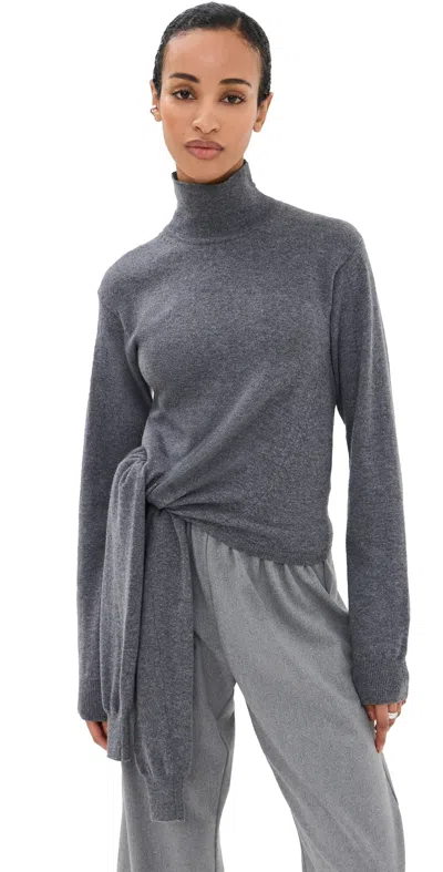 Rohe Twisted Knotted Turtleneck Sweater Mid Grey Melange
