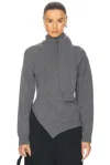 Rohe Róhe Twisted Scarf Wool & Cashmere Sweater In Mid Grey Melange