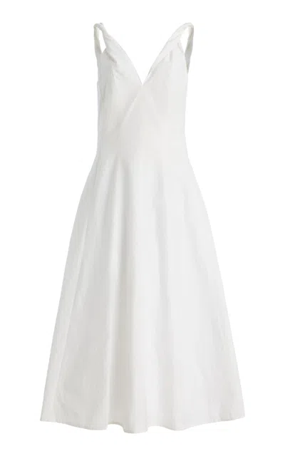 Rohe Róhe Twisted-shoulder Cotton-blend Midi Dress In White