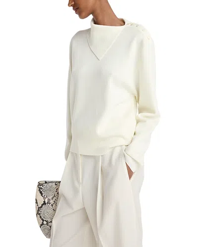 Rohe Uneven Collar Polo Wool Sweater In White