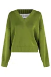 Rohe V-neck Jumper In Organic Cotton In Garden Green