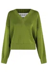 Rohe V-neck Jumper In Organic Cotton In Garden Green