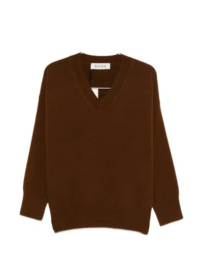 Rohe V-neck Knitted Sweater In Brown