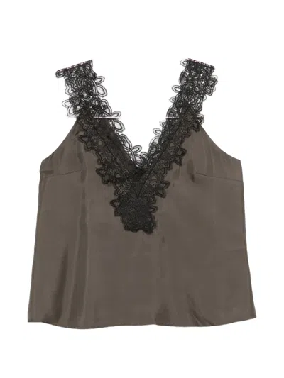 Rohe V-neck Silk Top In Brown