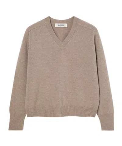 Rohe Ribbed V-neck Sweater In Brown