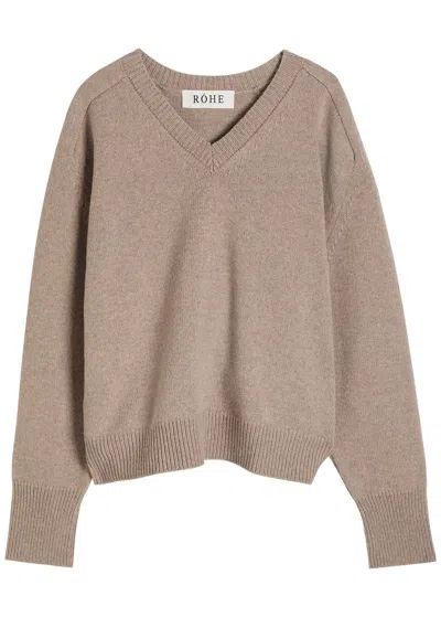 Rohe V-neck Wool And Cashmere-blend Jumper In Neutral