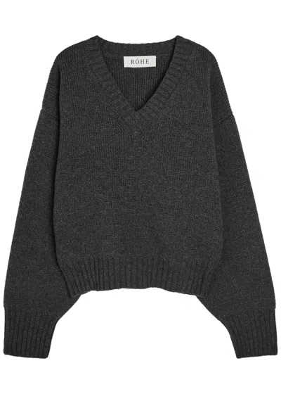 Rohe V-neck Wool Jumper In Gray