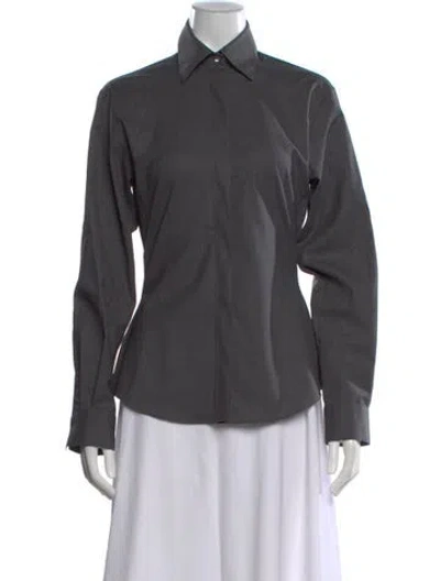 Pre-owned Rohe Virgin Wool Long Sleeve Button-up Top In Gray