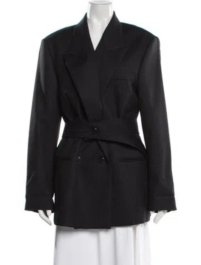 Pre-owned Rohe Virgin Wool Striped Blazer In Black