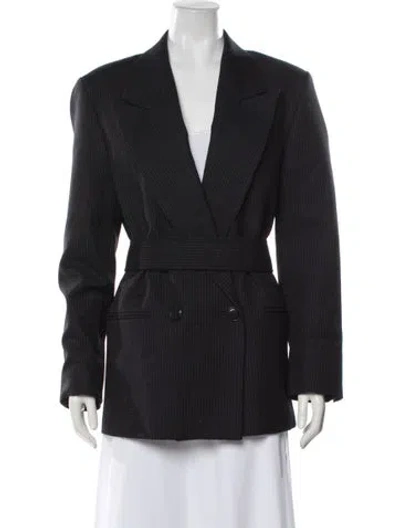 Pre-owned Rohe Virgin Wool Striped Coat In Black