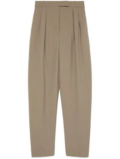 Rohe Single Pleat Tapered Wool Trousers In Brown