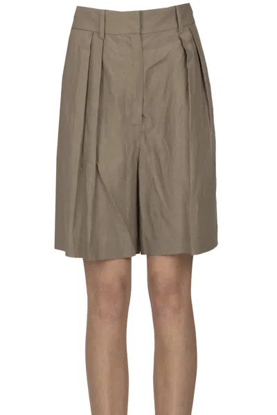 Rohe Viscose And Linen Shorts In Brown