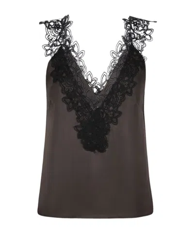 Rohe Róhe V-neck Lace Top In Brown