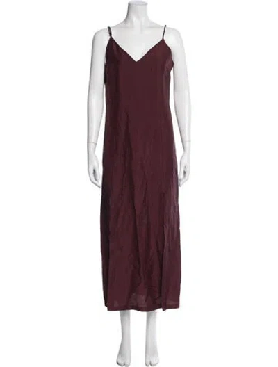 Pre-owned Rohe V-neck Long Dress In Burgundy