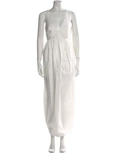 Pre-owned Rohe V-neck Long Dress In White