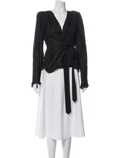 Pre-owned Rohe V-neck Long Sleeve Blouse In Black