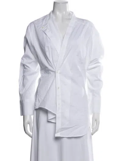 Pre-owned Rohe V-neck Long Sleeve Button-up Top In White