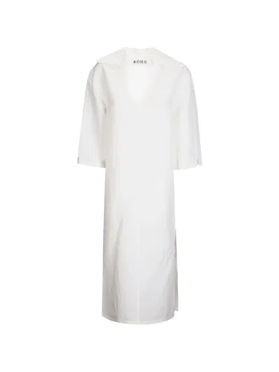 Rohe V-neck Midi Dress In White