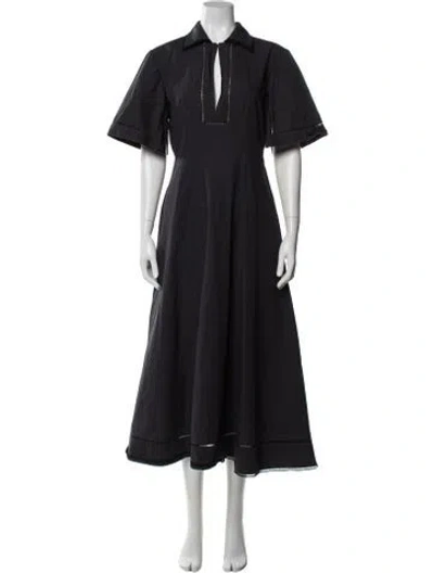 Pre-owned Rohe V-neck Midi Length Dress In Black