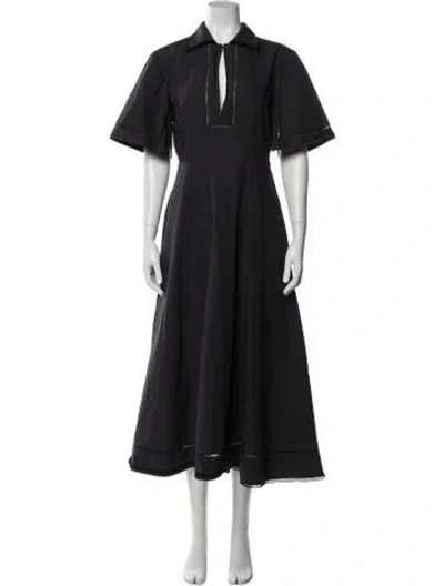 Pre-owned Rohe V-neck Midi Length Dress In Black