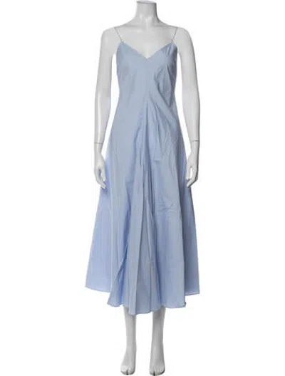 Pre-owned Rohe V-neck Midi Length Dress W/ Tags In Blue