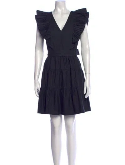 Pre-owned Rohe V-neck Mini Dress In Black