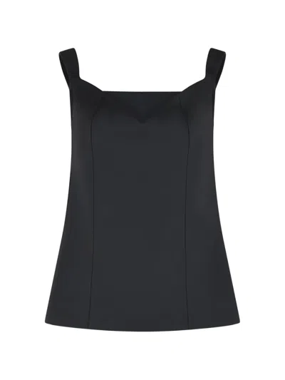 Rohe V-neck Side-slit Top In Black