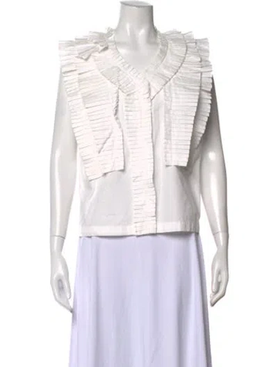 Pre-owned Rohe V-neck Sleeveless Blouse In White