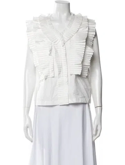 Pre-owned Rohe V-neck Sleeveless Top In White