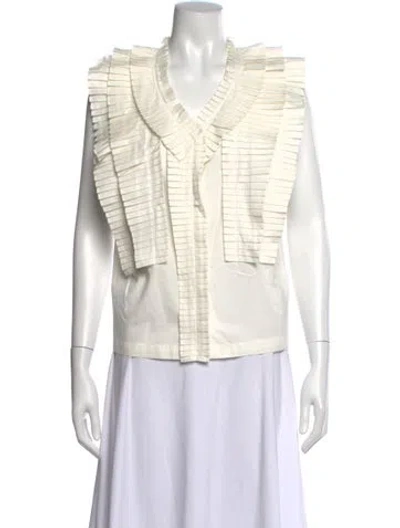 Pre-owned Rohe V-neck Sleeveless Top In White