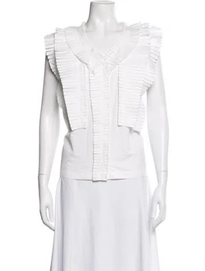 Pre-owned Rohe V-neck Sleeveless Top In White