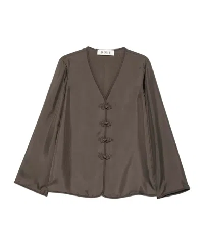 Rohe Voluminous Peplum Top In Brown