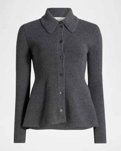 Rohe Waisted Wool-cashmere Cardigan In Gray