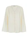 Rohe White Blouse With V Neck And Toggle Closure On The Front