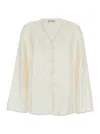 Rohe White Blouse With V Neck And Toggle Closure On The Front In Silk Woman In White