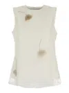 Rohe White Sleeveless Crewneck Top With Tulip Embroidery In Silk Woman In White