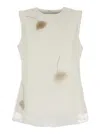 Rohe White Sleeveless Crewneck Top With Tulip Embroidery In Silk Woman