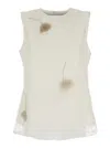 Rohe White Sleeveless Crewneck Top With Tulip Embroidery In Silk Woman