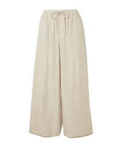 Rohe Striped Silk Wide-leg Pants In Neutral
