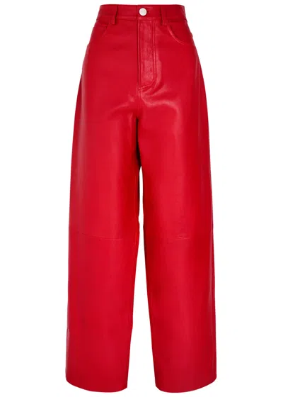 Rohe Wide-leg Leather Trousers In Red