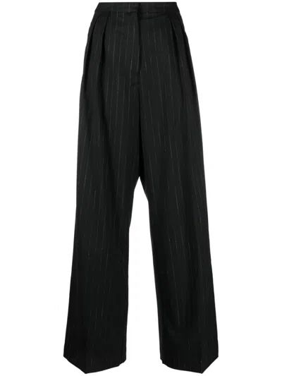 ROHE RÓHE WIDE LEG PINSTRIPE TROUSERS