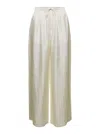 ROHE WHITE WIDE LEG TROUSERS IN SILK WOMAN